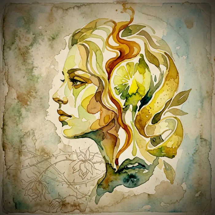 Lemonade Lady cover art: watercolor of a woman with lemon slices in her hair